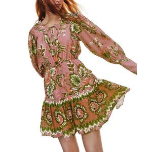 FARM Rio Pink and Green Floral Midi Dress